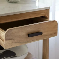 Table Console<Made in Meubles Console avec tiroir en bois d'acacia et marbre Emyr