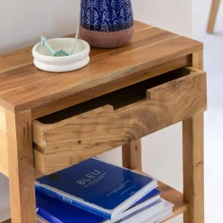 Table Console<Made in Meubles Console avec tiroir en bois d'acacia Orane