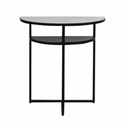 Table Console<Made in Meubles Console demi-lune en marbre blanc et métal Marceau