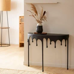 Table Console<Made in Meubles Console en aluminium noir Calypso