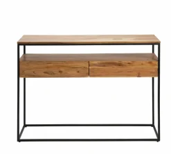 Table Console<Made in Meubles Console en bois d'acacia et métal Etienne