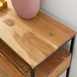 Table Console<Made in Meubles Console en bois d'acacia et métal Etienne