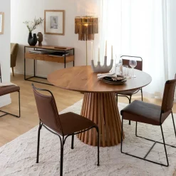 Table Console<Made in Meubles Console en bois d'acacia et métal Etienne