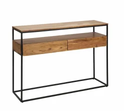 Table Console<Made in Meubles Console en bois d'acacia et métal Etienne