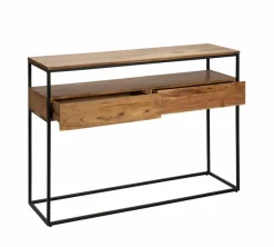 Table Console<Made in Meubles Console en bois d'acacia et métal Etienne