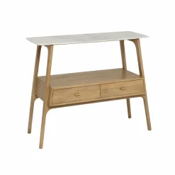 Table Console<Made in Meubles Console en bois de manguier et marbre Hari