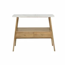 Table Console<Made in Meubles Console en bois de manguier et marbre Hari