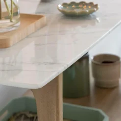 Table Console<Made in Meubles Console en bois de manguier et marbre Hari