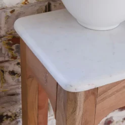 Table Console<Made in Meubles Console en bois de manguier et marbre Arthuro