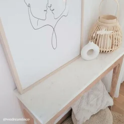 Table Console<Made in Meubles Console en bois de manguier et marbre Arthuro