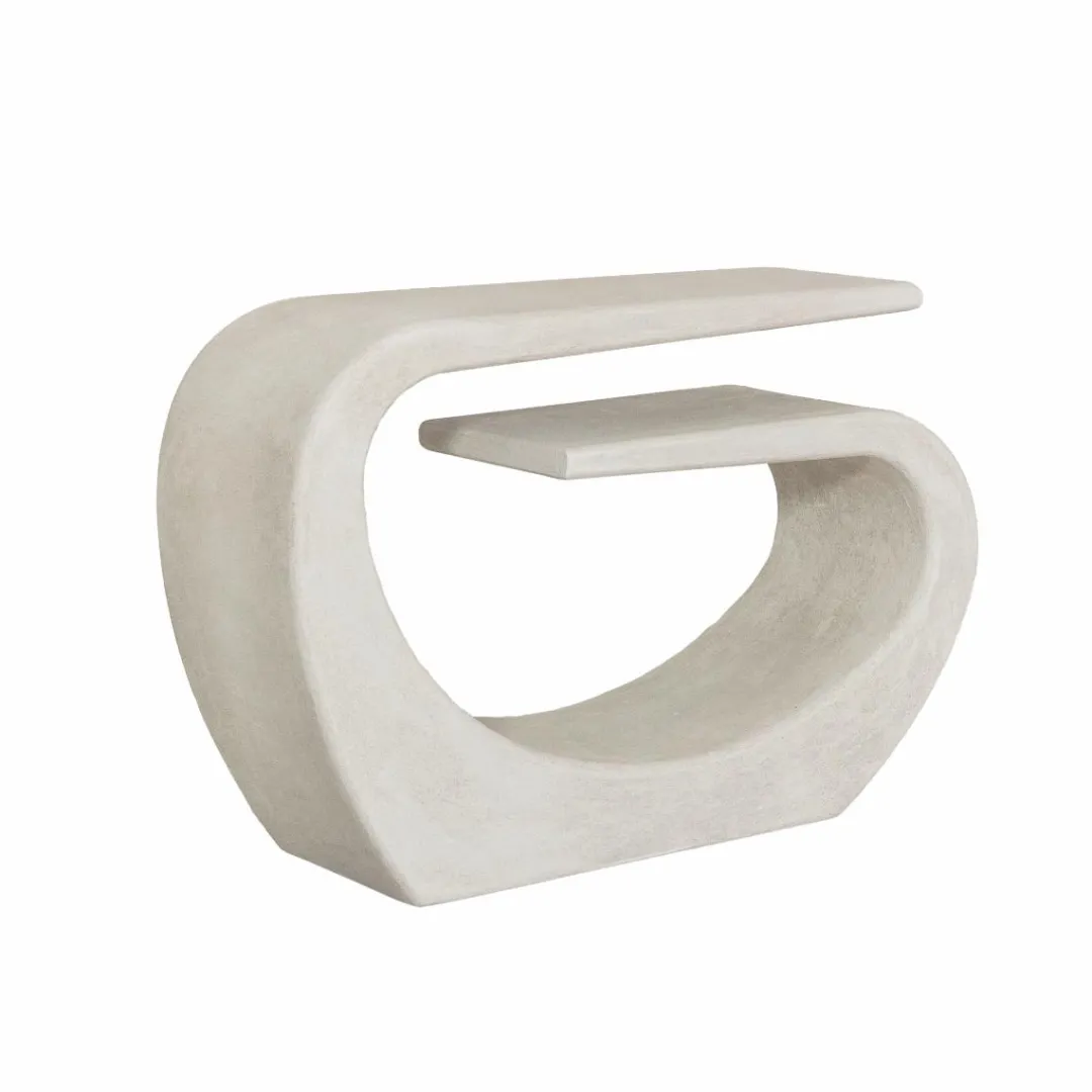 Table Console<Made in Meubles Console en bois effet béton blanc Danaé