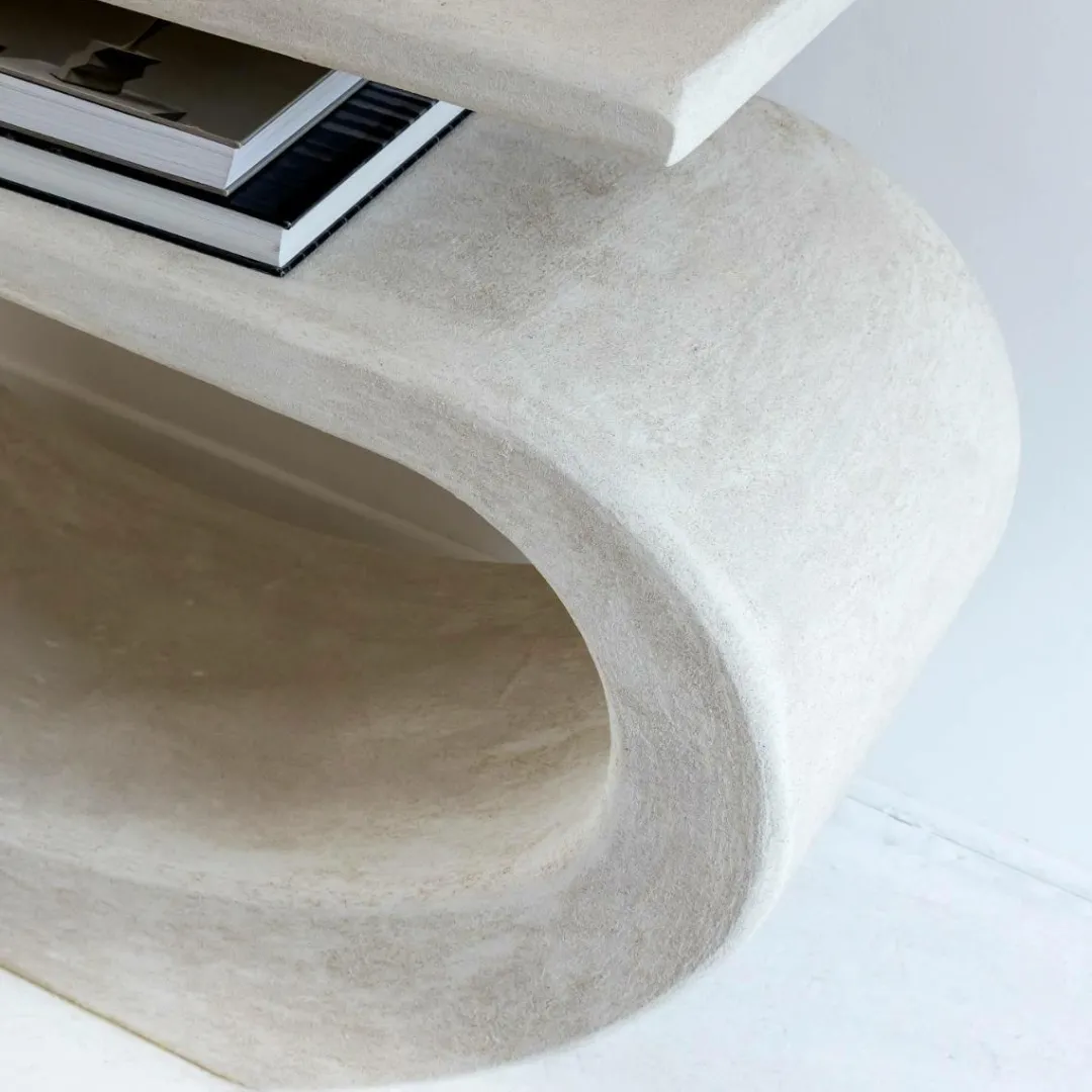 Table Console<Made in Meubles Console en bois effet béton blanc Danaé