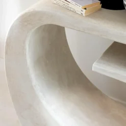 Table Console<Made in Meubles Console en bois effet béton blanc Danaé