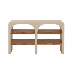 Table Console<Made in Meubles Console en bois effet béton et bois d'acacia Dalva