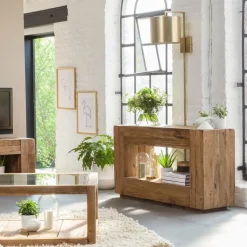 Table Console<Made in Meubles Console en bois recyclé Blaise