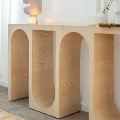 Table Console<Made in Meubles Console en chêne massif clair Octave