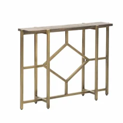 Table Console<Made in Meubles Console en manguier et métal doré Valérie