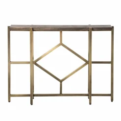 Table Console<Made in Meubles Console en manguier et métal doré Valérie