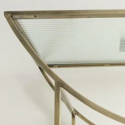 Table Console<Made in Meubles Console en métal doré et verre Léa