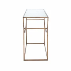 Table Console<Made in Meubles Console en métal doré et verre Léa