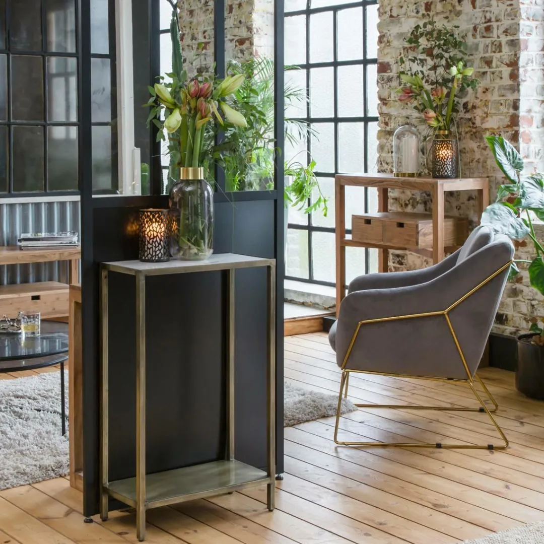 Table Console<Made in Meubles Console en métal et marbre Pomme