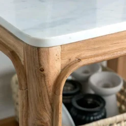 Etagère|Meuble De Rangement<Made in Meubles Etagère carrée en bois d'acacia et marbre Emyr