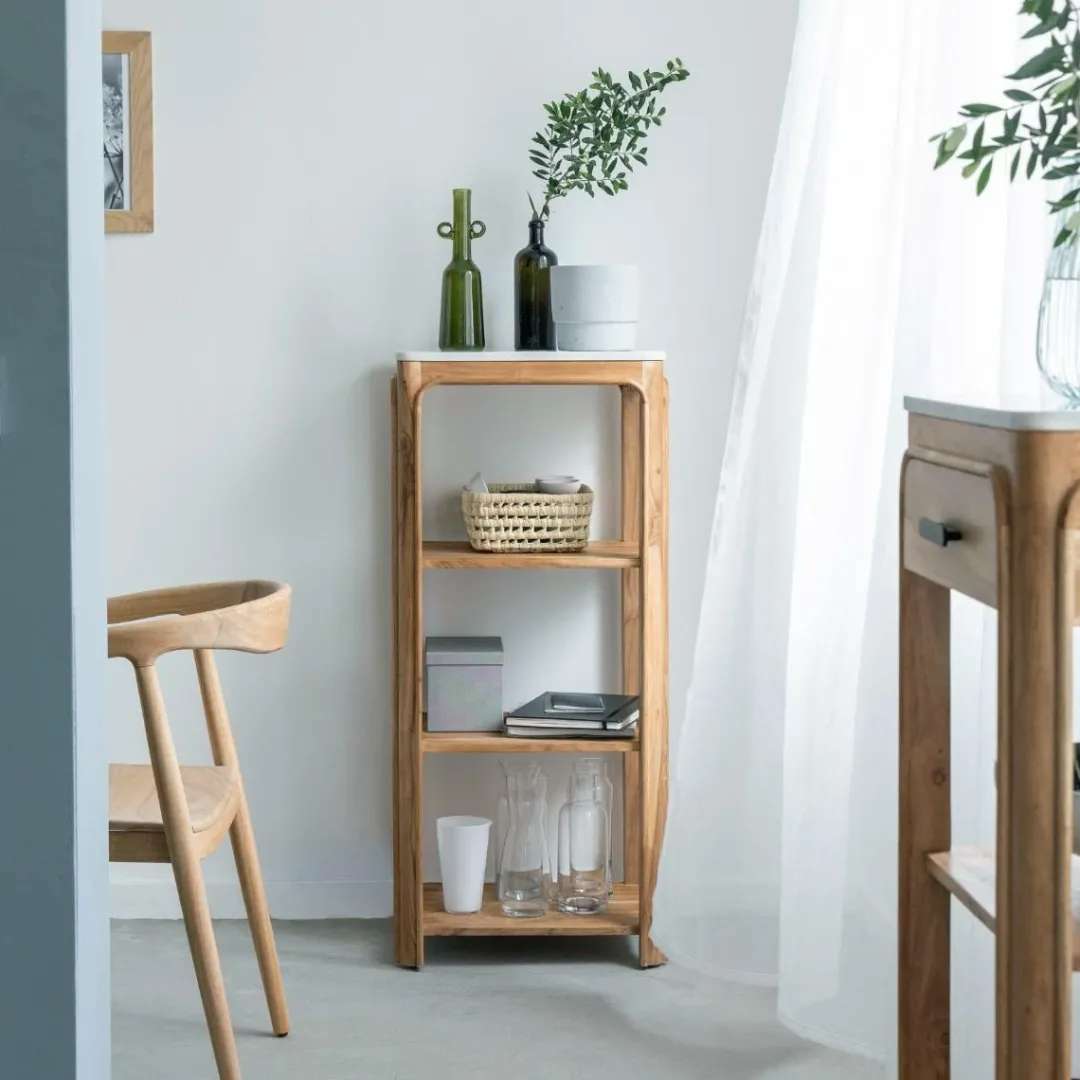 Etagère|Meuble De Rangement<Made in Meubles Etagère carrée en bois d'acacia et marbre Emyr