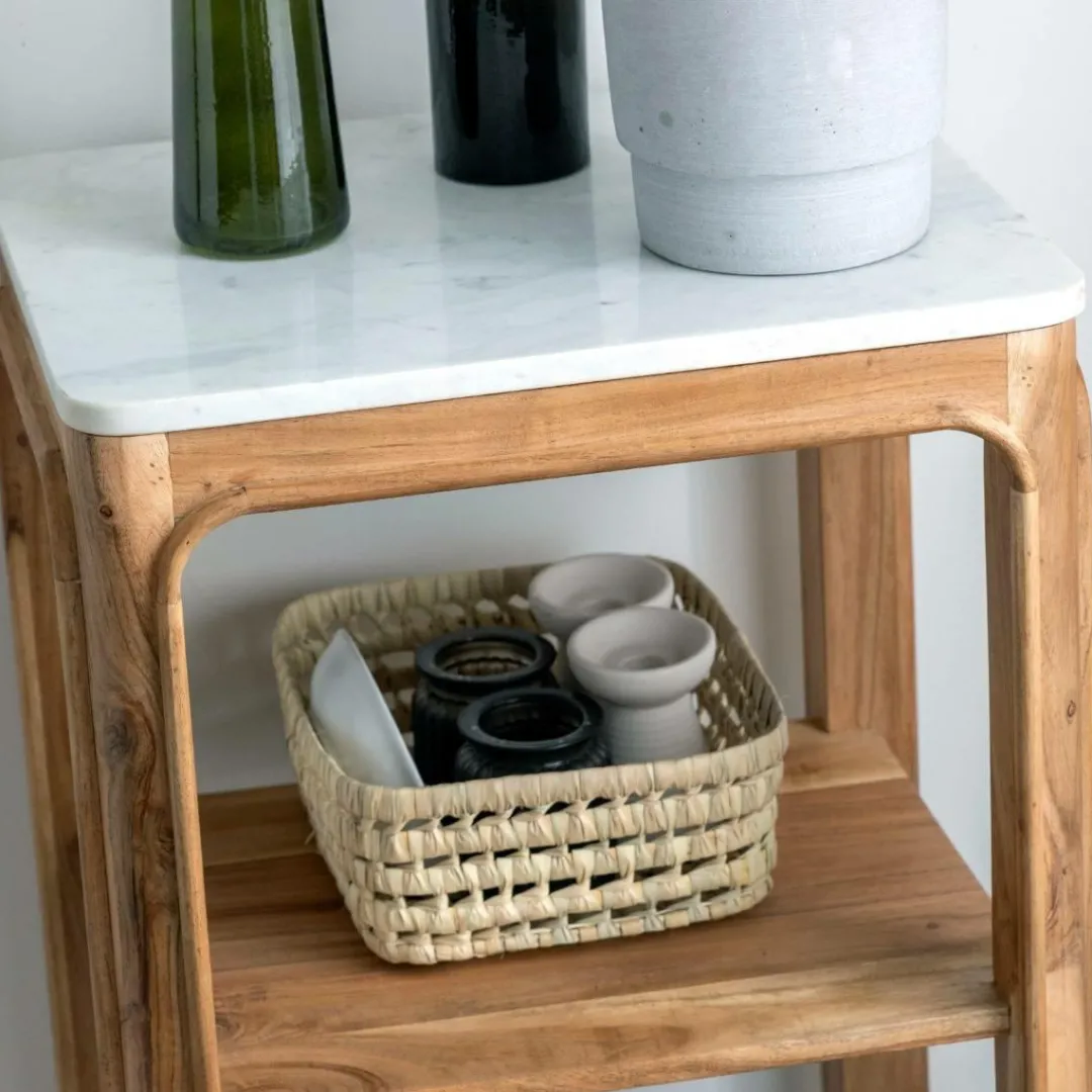 Etagère|Meuble De Rangement<Made in Meubles Etagère carrée en bois d'acacia et marbre Emyr