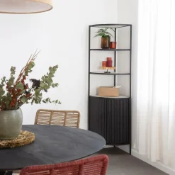 Etagère<Made in Meubles Etagère d'angle en métal et marbre Mona