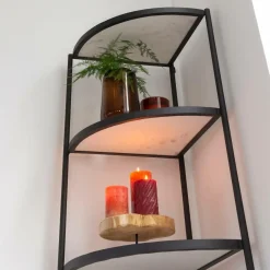 Etagère<Made in Meubles Etagère d'angle en métal et marbre Mona