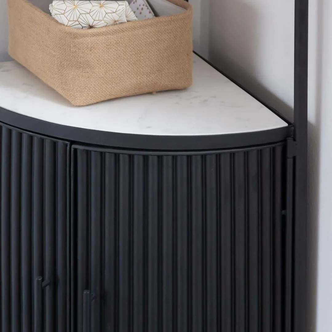 Etagère<Made in Meubles Etagère d'angle en métal et marbre Mona