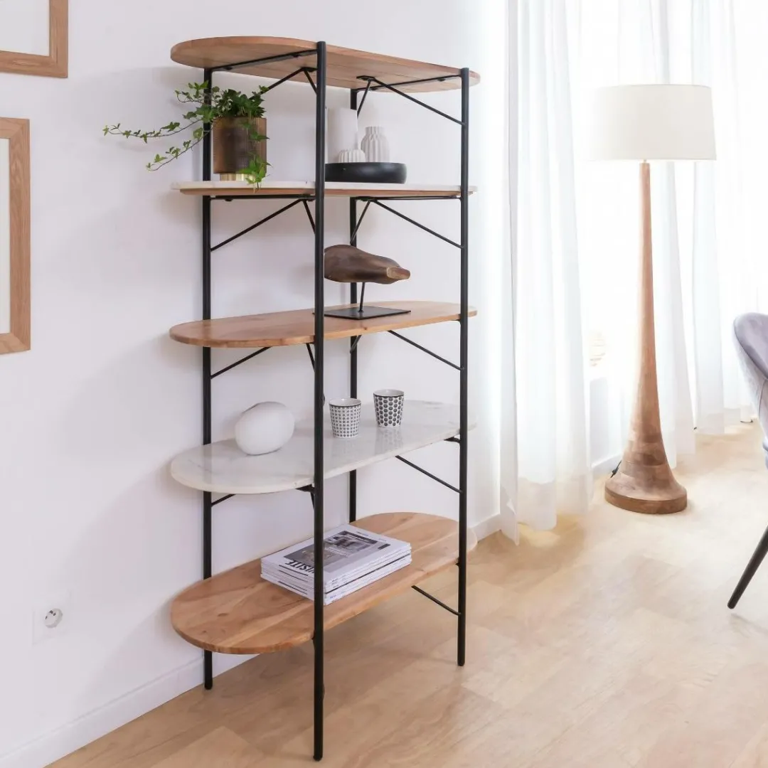 Etagère<Made in Meubles Etagère en bois d'acacia et marbre Scott