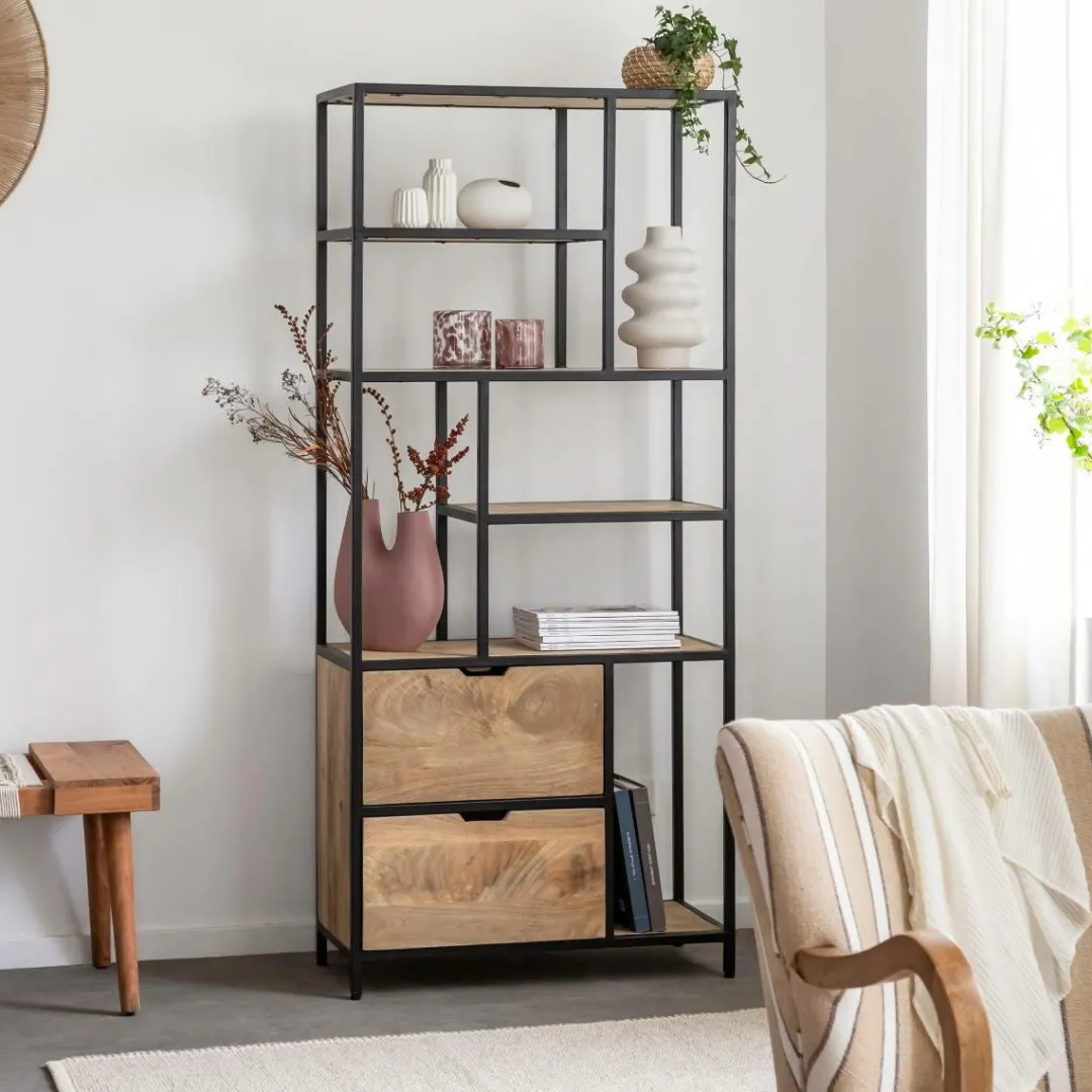 Etagère<Made in Meubles Etagère en bois de manguier et métal Maxence