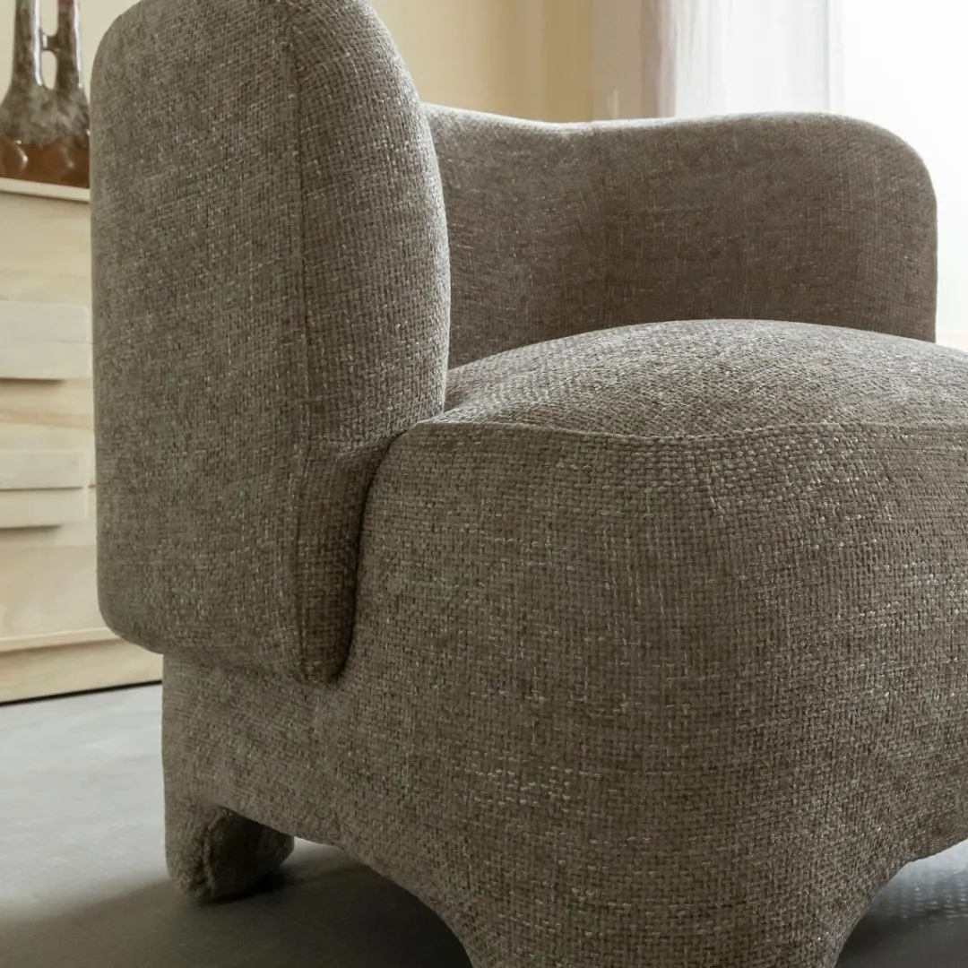 Fauteuil<Made in Meubles Fauteuil arrondi en tissu taupe Norton