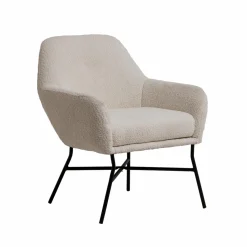 Fauteuil<Made in Meubles Fauteuil blanc en tissu bouclette Amandine