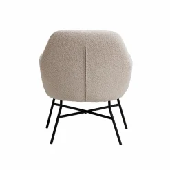 Fauteuil<Made in Meubles Fauteuil blanc en tissu bouclette Amandine