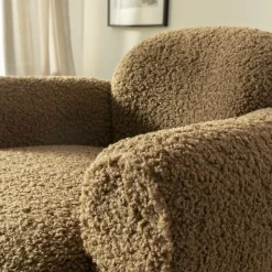 Fauteuil<Made in Meubles Fauteuil club en tissu bouclette marron Tommy