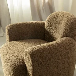 Fauteuil<Made in Meubles Fauteuil club en tissu bouclette marron Tommy