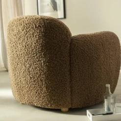 Fauteuil<Made in Meubles Fauteuil club en tissu bouclette marron Tommy