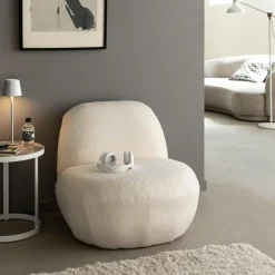 Fauteuil<Made in Meubles Fauteuil confort en tissu bouclette blanc Johanna