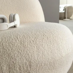 Fauteuil<Made in Meubles Fauteuil confort en tissu bouclette blanc Johanna