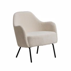 Fauteuil<Made in Meubles Fauteuil confort en tissu bouclette blanc Amandine
