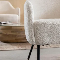 Fauteuil<Made in Meubles Fauteuil confort en tissu bouclette blanc Amandine
