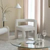 Fauteuil<Made in Meubles Fauteuil d'angle en tissu bouclette blanc Nora