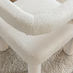 Fauteuil<Made in Meubles Fauteuil d'angle en tissu bouclette blanc Nora
