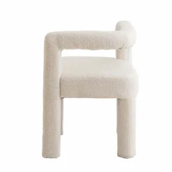 Fauteuil<Made in Meubles Fauteuil d'angle en tissu bouclette blanc Nora