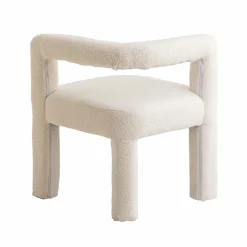 Fauteuil<Made in Meubles Fauteuil d'angle en tissu bouclette blanc Nora