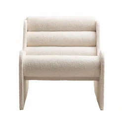 Fauteuil<Made in Meubles Fauteuil des années 70 en tissu bouclette blanc Athéna