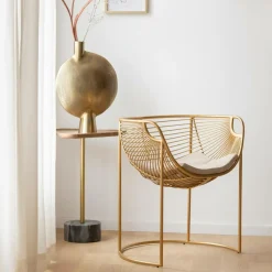 Fauteuil<Made in Meubles Fauteuil design en métal doré Augustus