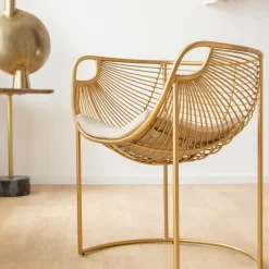 Fauteuil<Made in Meubles Fauteuil design en métal doré Augustus